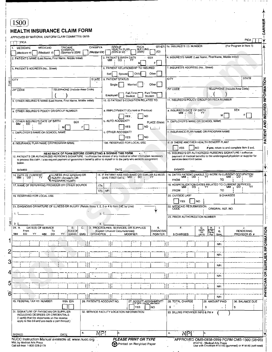 What Is A Health Insurance Claim Form 1500