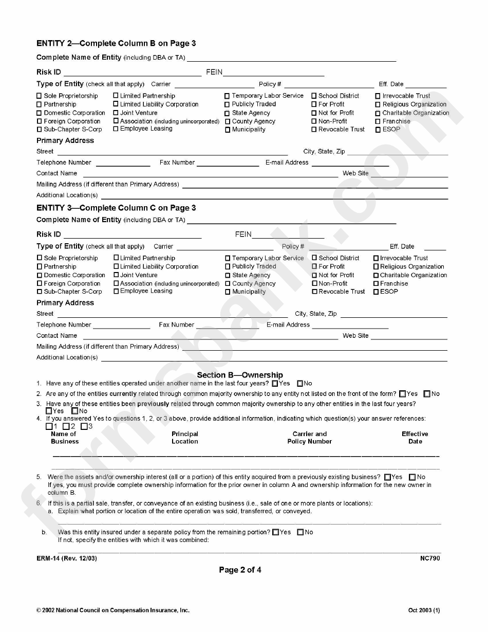 Erm14 Form Confidential Request For Ownership