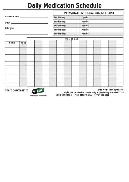 Top Daily Medication Charts Free To Download In PDF Format