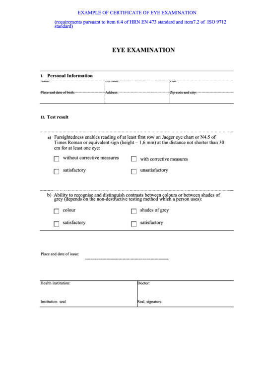 Eye Examination Hdkbr Printable Pdf Download