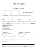 Texas A&m University College Of Medicine Evaluation Form
