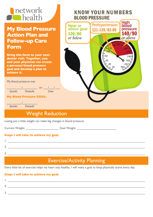 My Blood Pressure Action Plan And Follow-up Care Form