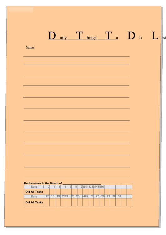 Daily To Do List Template Printable pdf