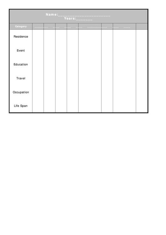 Personal Timeline Template (Empty) Printable pdf