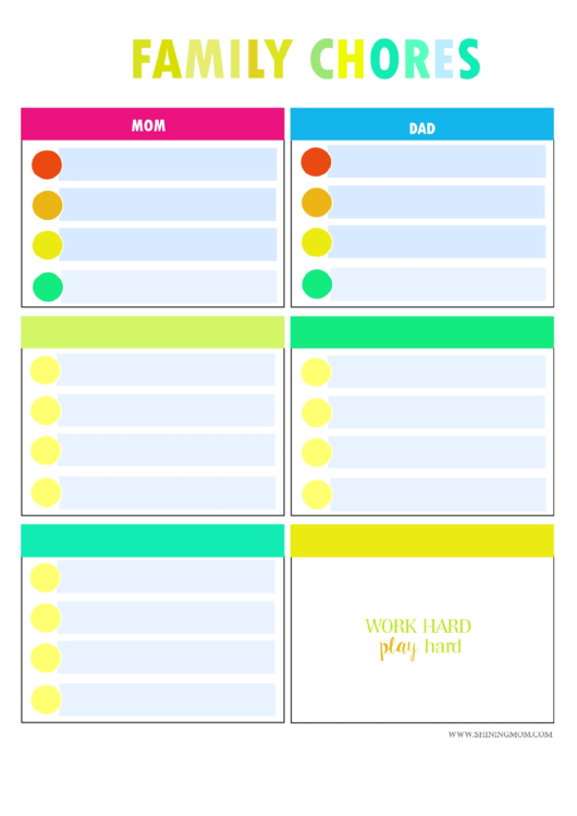 Colorful Family Chore Chart