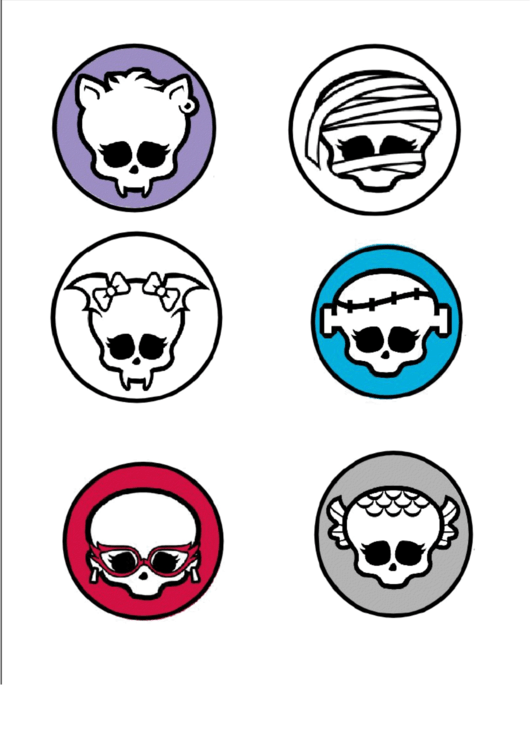 Monster High Assorted Skulletes For Cookies (2.75 Inches Diameter) Printable pdf