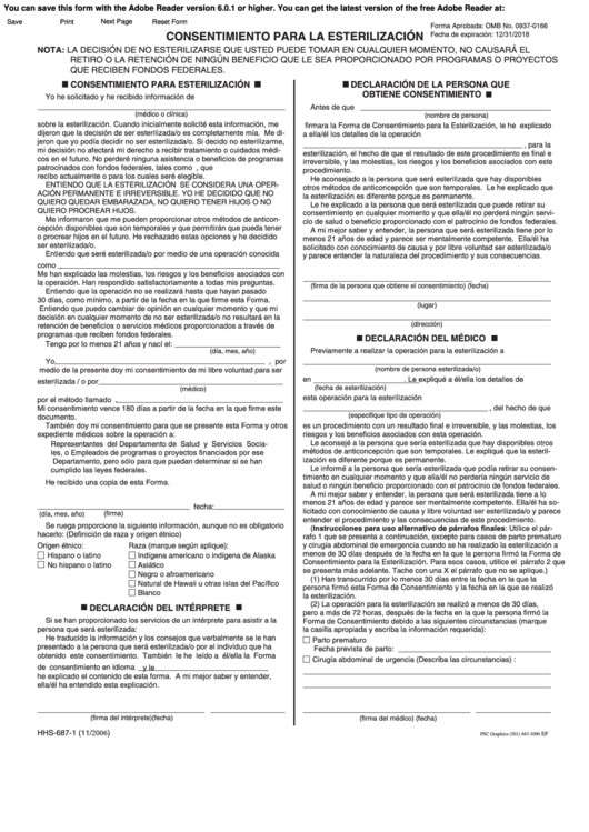 Fillable Consentimiento Para La Esterilizacion Printable pdf