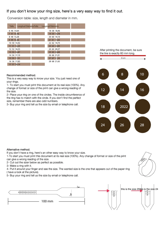 Vacia La Nevera Ring Size Chart Printable pdf