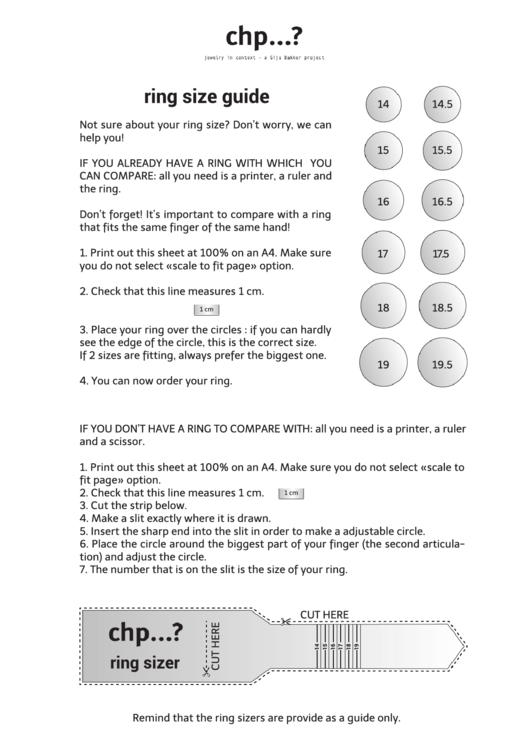 Ring Size Guide Printable pdf