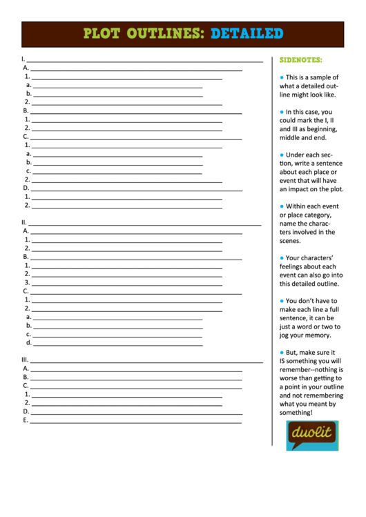 Fillable Plot Outline Template Printable pdf