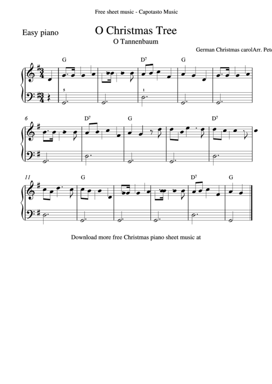 O Christmas Tree Piano Sheet Music Printable pdf
