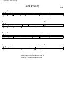 Tom Dooley Soprano Recorder Sheet Music Printable pdf