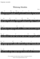Waltzing Matilda Soprano Recorder Sheet Music Printable pdf
