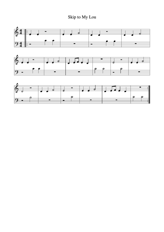 Skip To My Lou Piano Sheet Music Printable pdf