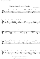Swing Low, Sweet Chariot Soprano Recorder Sheet Music Printable pdf