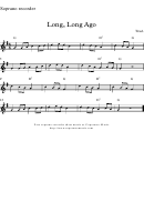Long, Long Ago Soprano Recorder Sheet Music Printable pdf