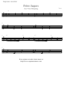 Frere Jacques (Are You Sleeping) Soprano Recorder Sheet Music Printable pdf