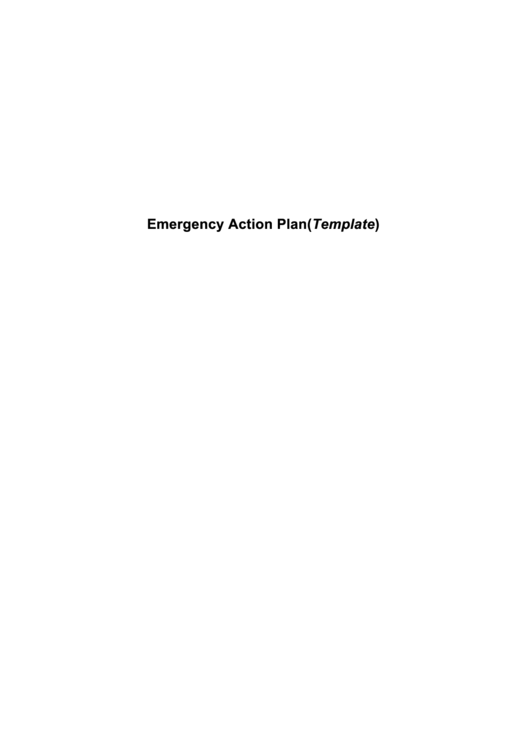 Fillable Emergency Action Plan Template Printable pdf