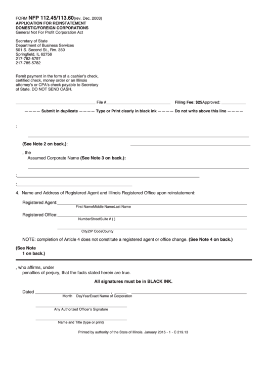 Fillable Application For Reinstatement Printable pdf
