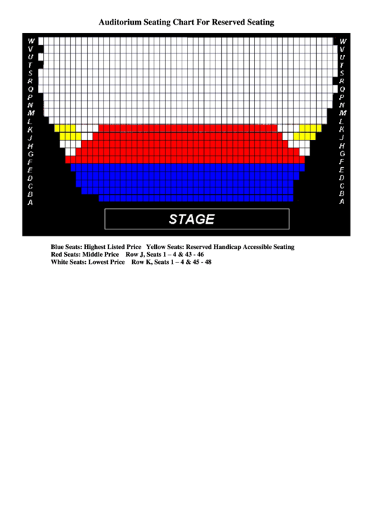 Auditorium Seating Chart For Reserved Seating Printable pdf