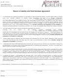 Form Ag-481 - Waiver Of Liability And Hold Harmless Agreement - 2012