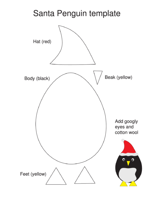 Santa Penguin Template Printable pdf