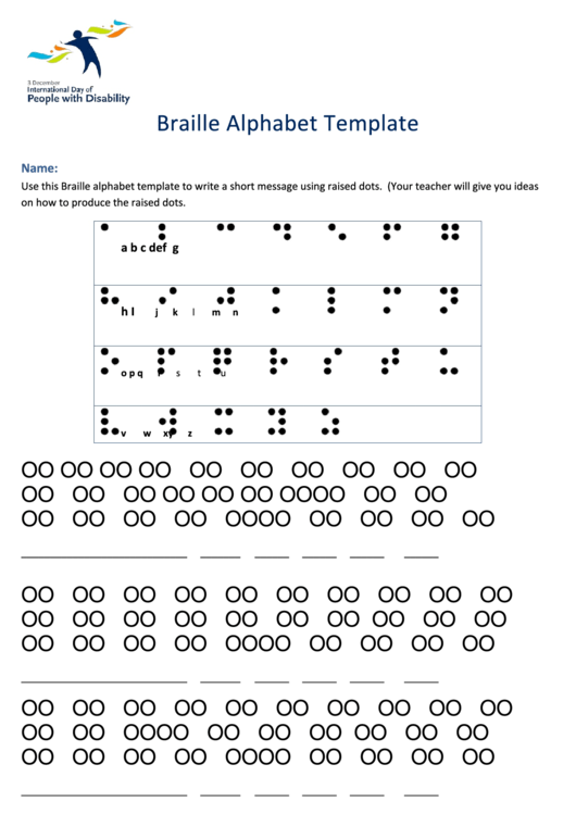 Braille Alphabet Template Printable pdf