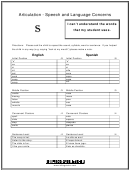 Articulation - Speech And Language Concerns Printable pdf