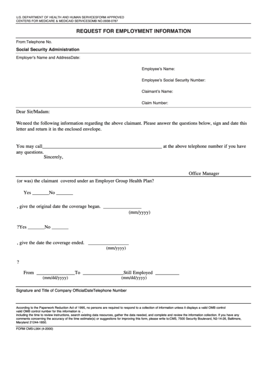 Cms L564 Printable Form
