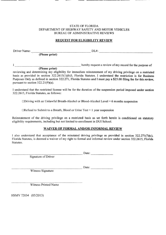 Request For Eligibility Review Printable pdf