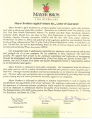 Mayer Brothers Apple Products Inc., Letter Of Guarantee Sample
