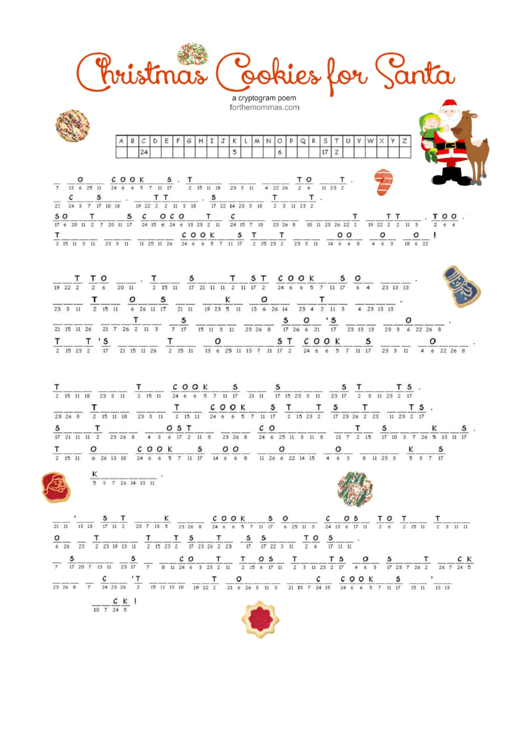 Christmas Cookies For Santa Activity Sheet Printable pdf