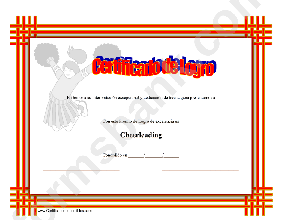 Certificado De Logro En Cheerleading