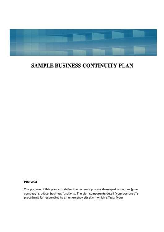 Sample Business Continuity Plan