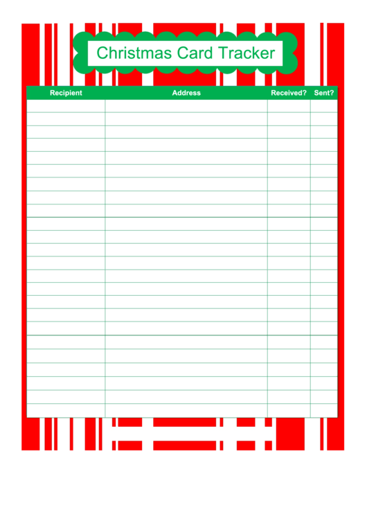 Christmas Card Tracker Template Printable pdf