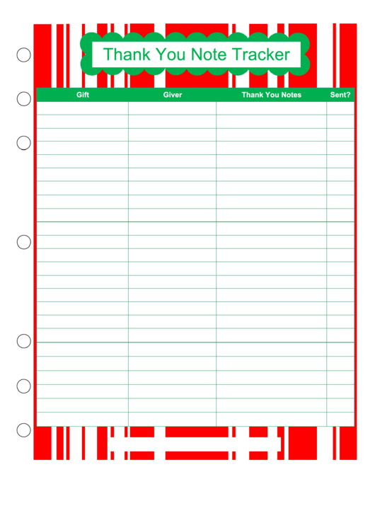 Christmas Thank You Note Tracker Template