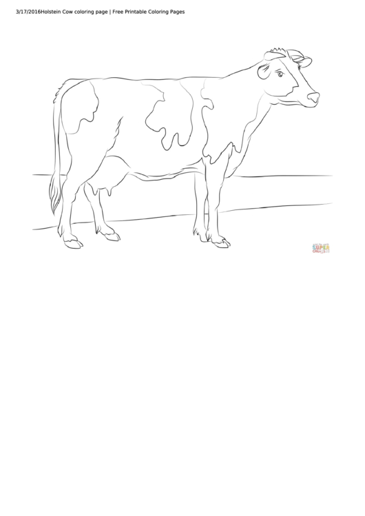 Holstein Cow Coloring Page Printable pdf