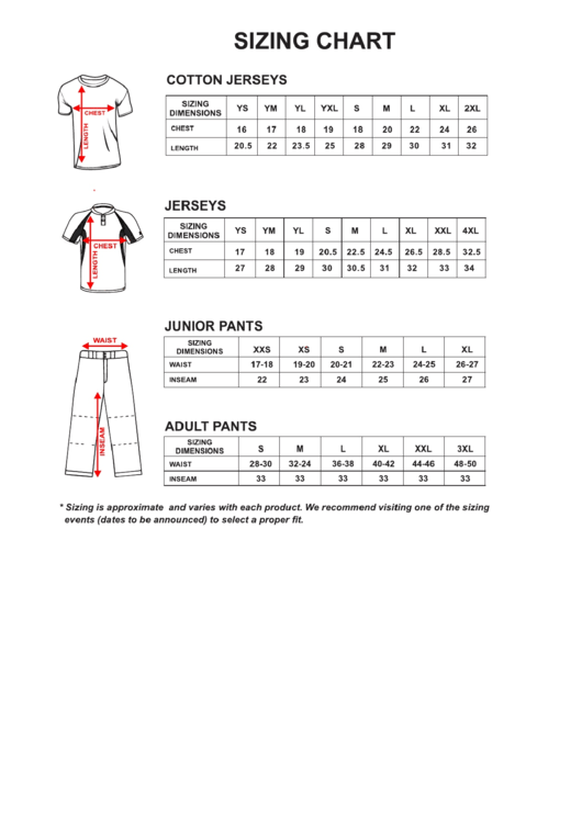 Orillia Legion Minor Baseball Clothing Size Chart Printable pdf