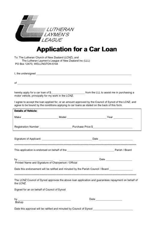 Application For A Car Loan