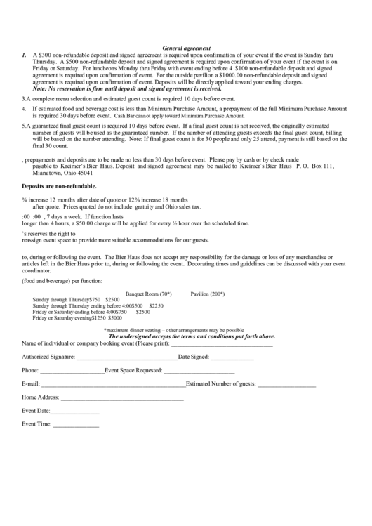 General Agreement Printable pdf