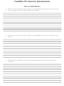 Candidate Pre-interview Questionnaire Template