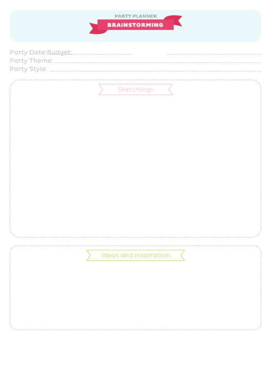 Party Planner - Brainstorming Printable pdf