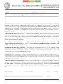 Waiver Of Liability, Assumption Of Risk And Indemnity Agreement Template