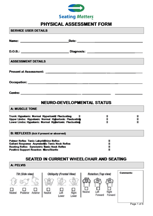 Physical Assessment Form Printable pdf