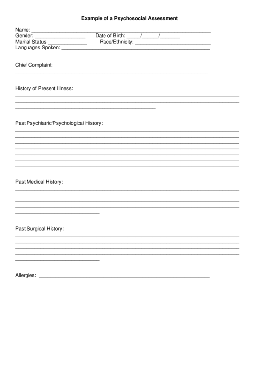 Example Of A Psychosocial Assessment Printable pdf