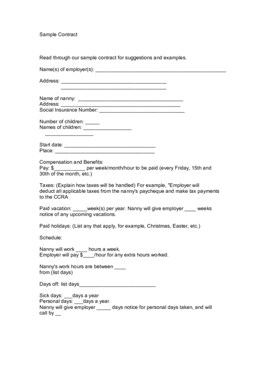 Sample Contract Printable pdf