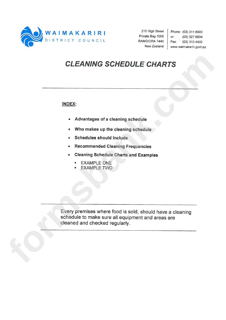 Weekly Cleaning Schedule Template