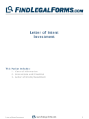Investment Letter Of Intent Template