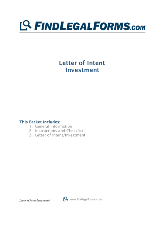 Investment Letter Of Intent Template Printable pdf