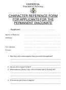 Character Reference Form For Applicants For The Permanent Diaconate Printable pdf